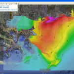 Maximum water levels (m) during Katrina (2005) in the northern Gulf of Mexico.